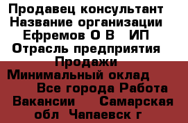 Продавец-консультант › Название организации ­ Ефремов О.В., ИП › Отрасль предприятия ­ Продажи › Минимальный оклад ­ 22 000 - Все города Работа » Вакансии   . Самарская обл.,Чапаевск г.